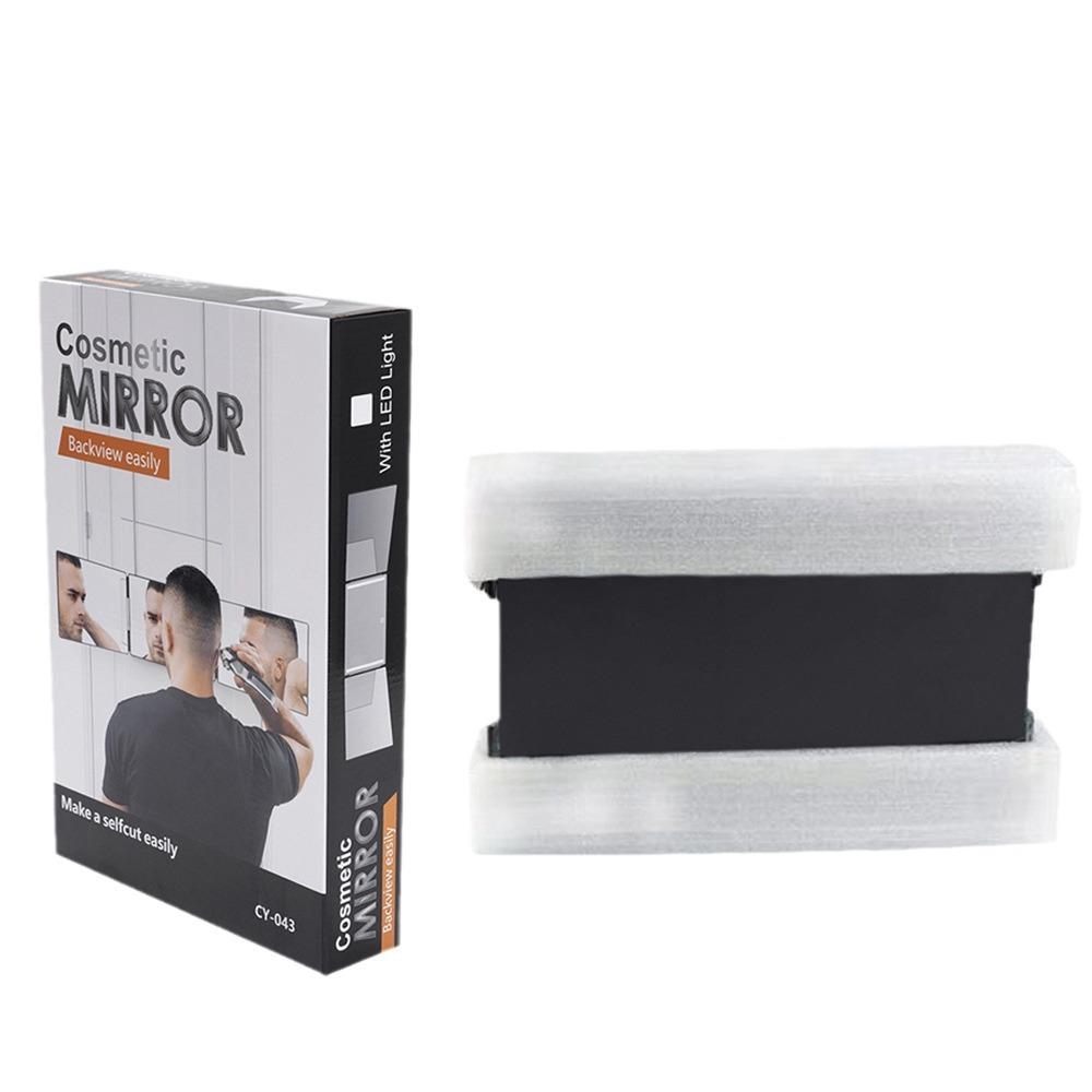 Трехстороннее зеркало для стрижки волос, тройное зеркало на 360 градусов с регулируемыми по высоте телескопическими крючками и светодиодной подсветкой для макияжа и укладки волос