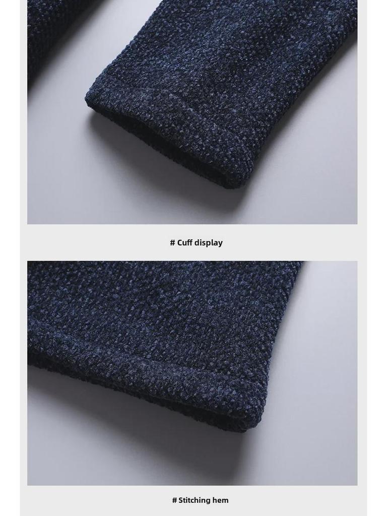 Тренд на длинное пальто-свитер из шенилла с капюшоном