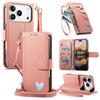Кошелек-чехол для iPhone 17 16 15 14 13 12 Pro Max - Кошелек на молнии с 3 слотами для карт, Подставка и Ремешок на запястье, Милый противоударный чехол