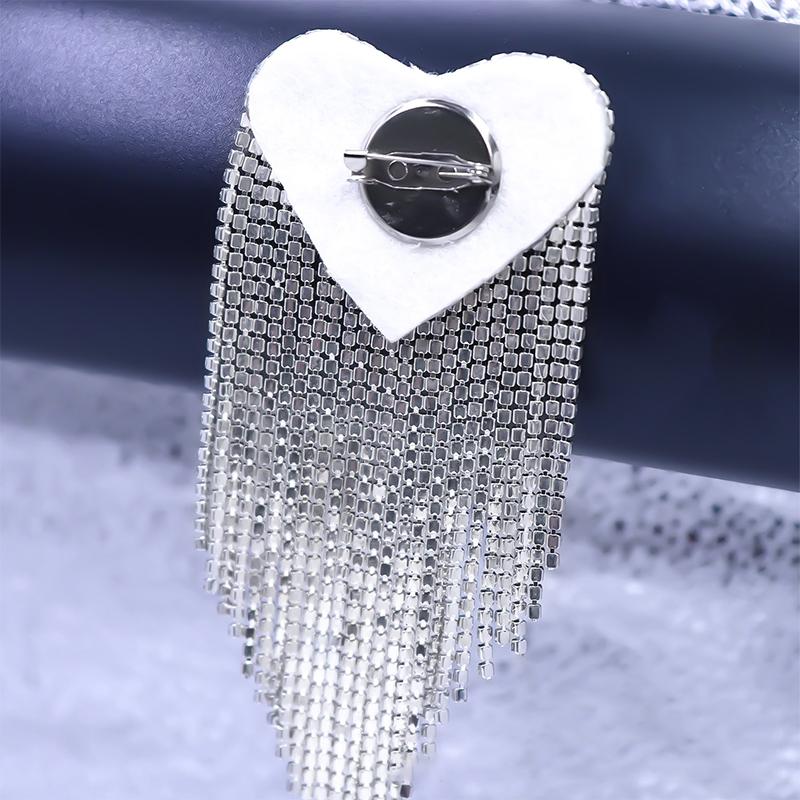 Korean Love Brooch Tassel Chain Lapel Pins Coat Dress Lapel Pins Wedding Party Gifts For Women Men Accessories