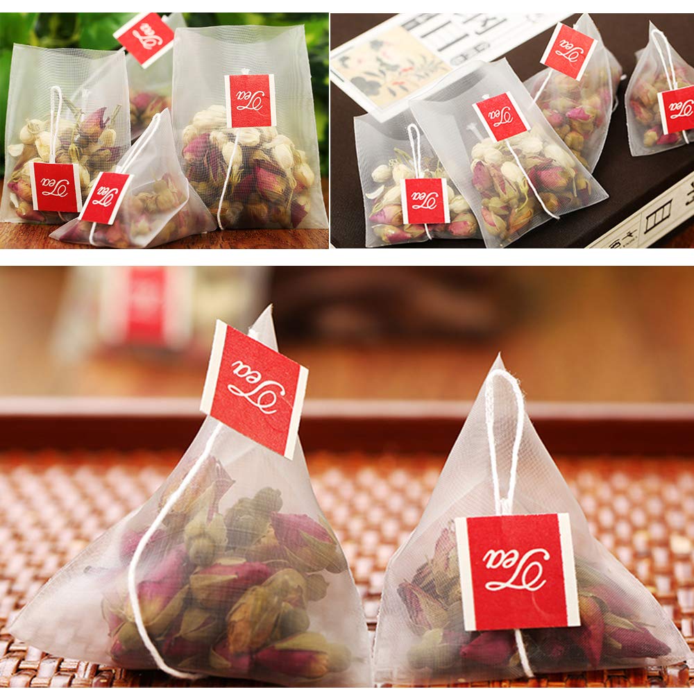 Aidour HM Tea Bags, Food-Grade Triangular Pyramid-Shaped Tea Bags, Empty Tea Bags, Filter Bags, 100 Count (6.58cm)