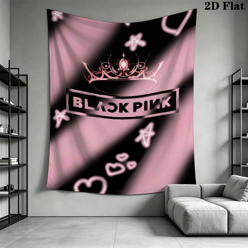 blackpink Wall Tapestry Aesthetic Wall Hanging Printed Fabric Blanket Decorative Tapestries for Bedroom Living Room Home Decor