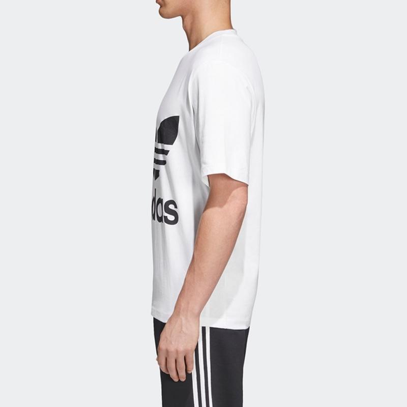 Adidas Футболка с круглым вырезом Originals Trefoil Casual Print для мужчин, белые CW1212