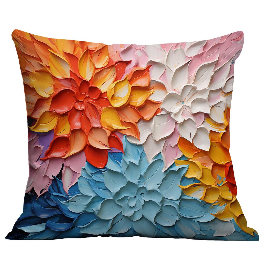 Новая наволочка с цветочным принтом, имитирующая трехмерный стиль масляной живописи, креативная цветочная, для дома, гостиной, диванной подушки