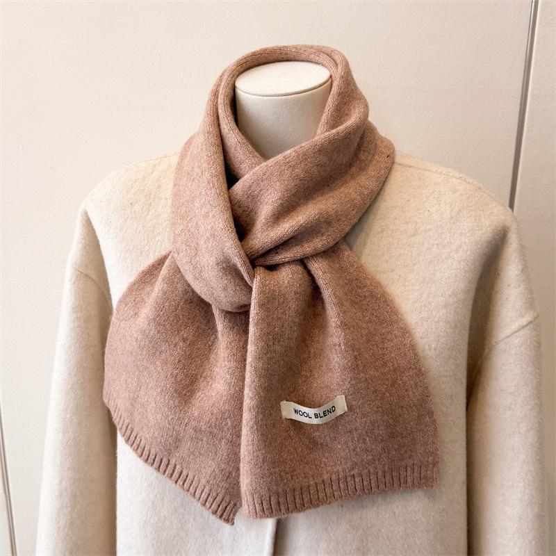 2025 New Luxury Winter Warm Knitted Scarf Women Korea Styles Solid Color Simple Scarves Shawls Lady Soft Wraps Neckerchief