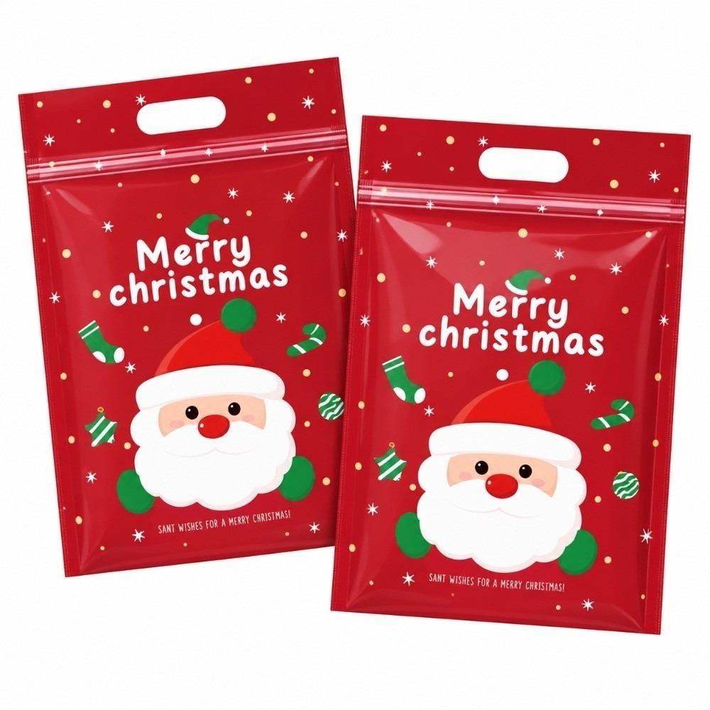 50pcs Stand-up Design Christmas Sealing Bags Plastic Packaging Bags Gift Wrapping Bags Xmas Holiday