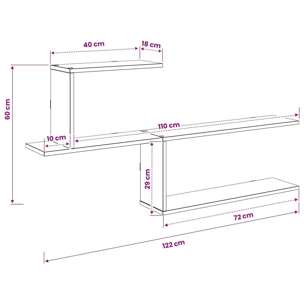 Wall Shelf White 122 x 18 x 60 cm Engineered Wood