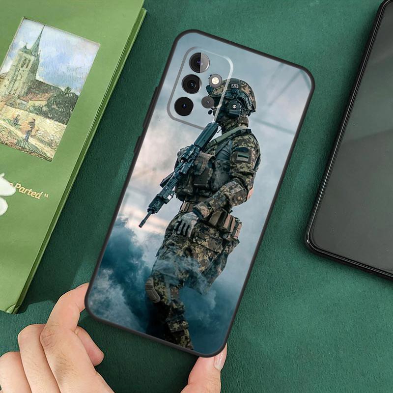 Tactical Swat Gear Pattern Case For Samsung Galaxy A16 A05 A06 A55 A35 A15 A53 A33 A13 A22 A32 A52 A14 A34 A54 Cover