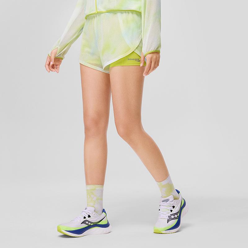SAUCONY Женские повседневные трикотажные спортивные шорты с низкой посадкой, желто-зеленые SC1249140A-PR61