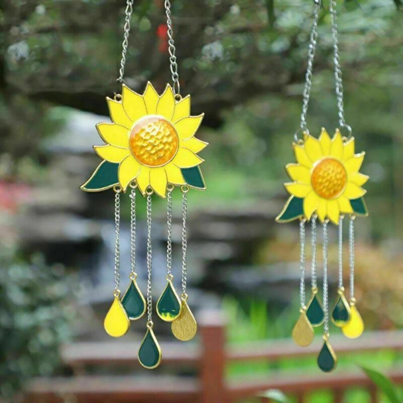 Sunflower Wind Chimes Pendant Metal Window Windchimes Hanging Ornaments Home Outdoor Yard Garden Decoration