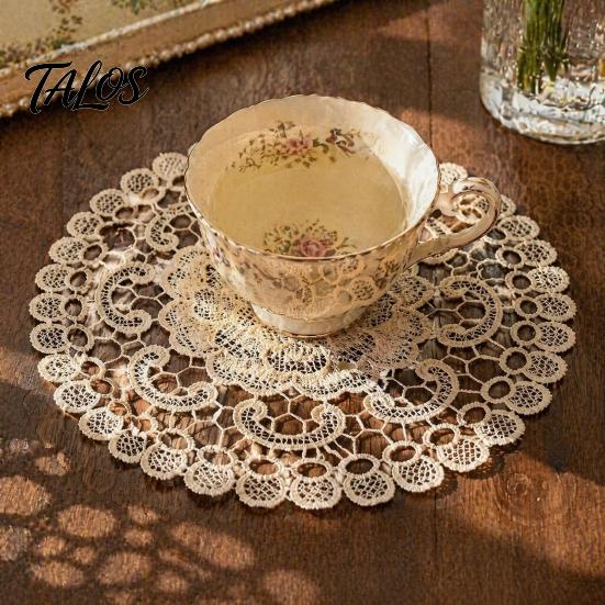 Термостойкие подставки под горячее для обеденного стола, круглые доски с цветочным кружевом, вышитые подставки-коврики, изолирующие складные кухонные ретро салфетки, подставки под чайник, вазу