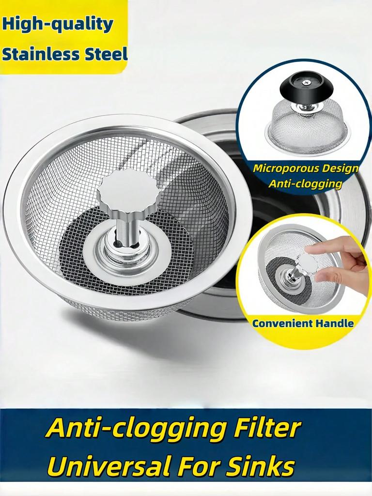 3pcs sink filter for kitchen and bathroom, anti clogging residue collector, multifunctional mesh filter basket