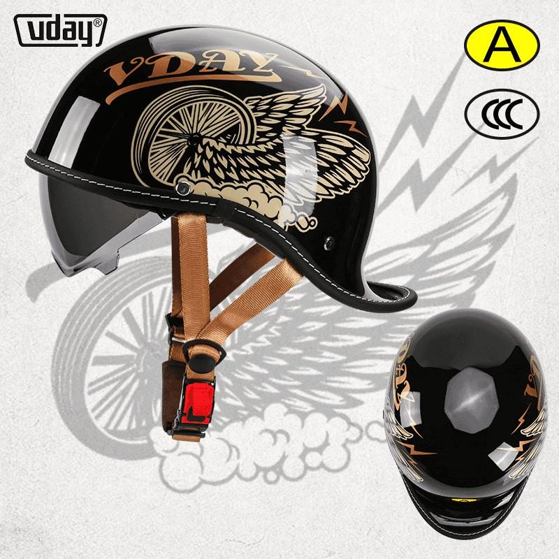 Vintage Motorcycle Half Helmet Retro Scooter Men Women Universal Fit 3C Certified