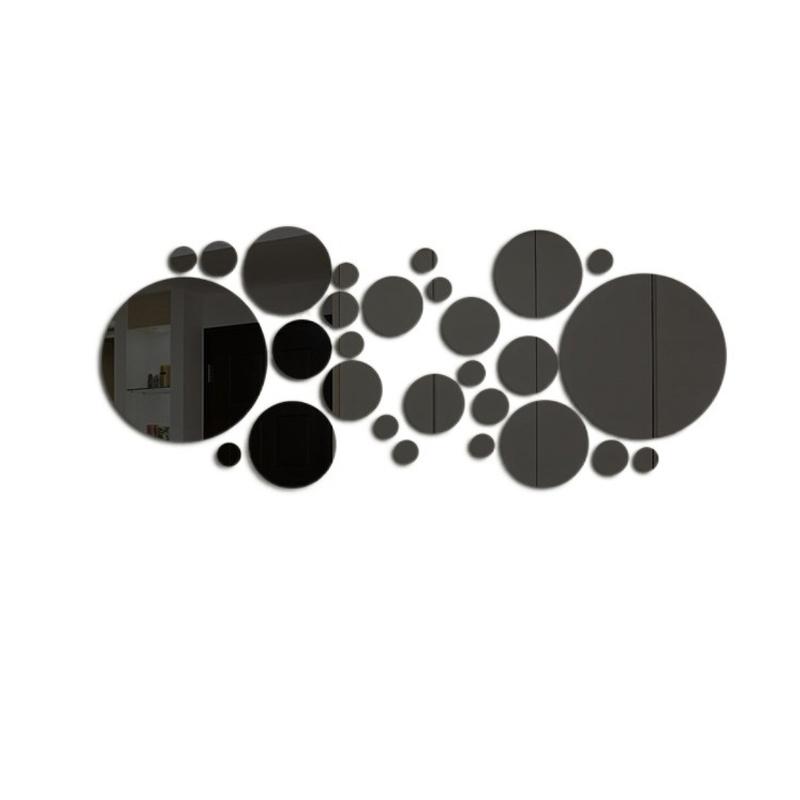 26 шт. 3D акриловые зеркальные настенные наклейки, круглое зеркало, DIY спальня, ванная комната и фон для телевизора, настенные наклейки, украшение