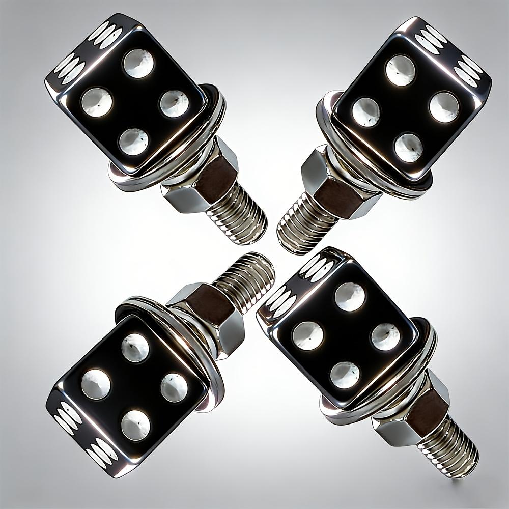 4Pcs Dice Shaped License Plate Screws, Universal Auto Plate Frame Fasteners, Decorative Bolts for Car Exterior Accessories