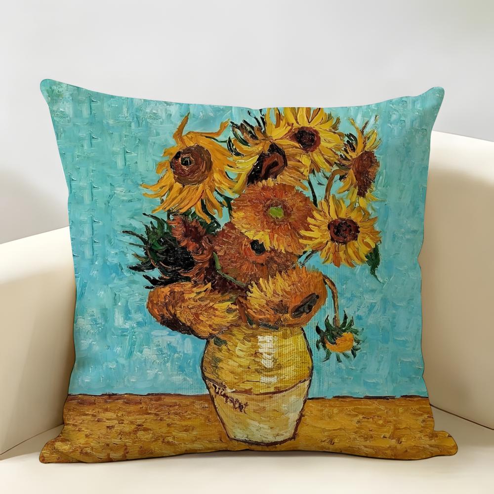 Van Gogh Original Print Cushion Cover Natural Linen Organic Fabric DoubleSided Printing Room Sofa Decor Pillow Case