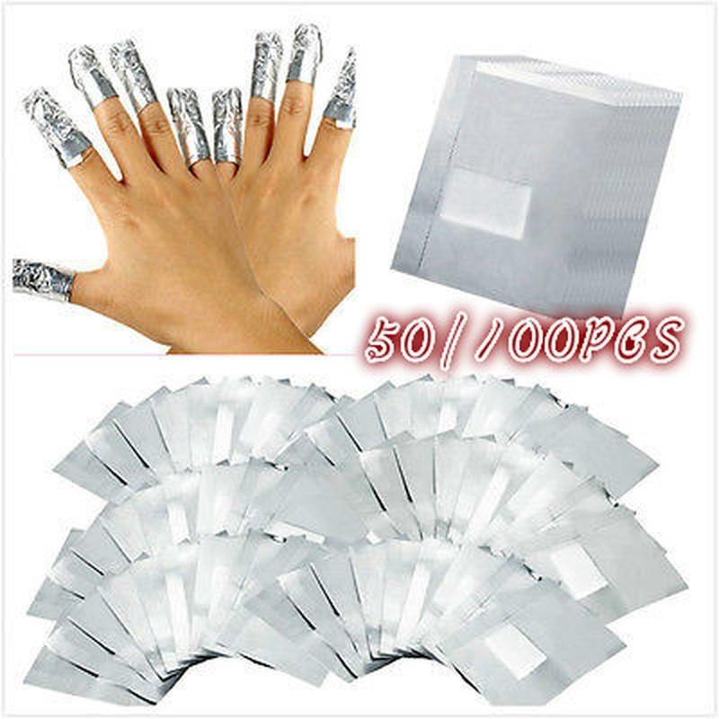 50 шт/100 шт алюминиевая фольга для дизайна ногтей замочить акриловый гель-лак для снятия ногтей обертывания для снятия макияжа T
