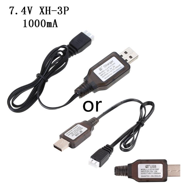 7.4v Charger 2000mA /1000mA/500mA XH-3P 2S Lipo Li-ion Batteries Electric RC Toys Car Drone 7.4V Universal USB Charging Cable