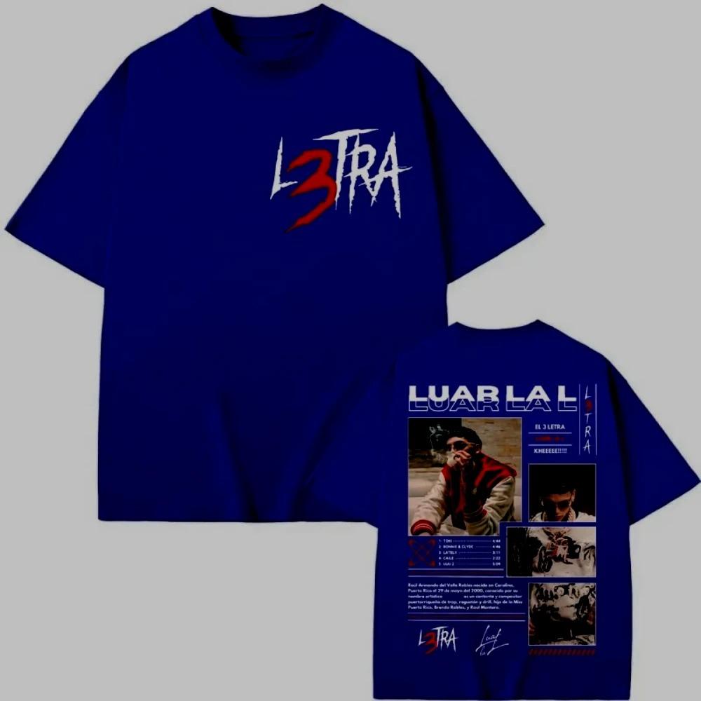 Unisex Women Clothing Fashion Hip Hop T-shirt Rapper Luar La L Poster Graphic T Shirts Music Album L3TRA Double Sided Print T Shirt