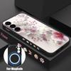 Чехол с узором из розовых и белых цветов Для Samsung Galaxy S25 Ultra S24 S23 S22 Plus S21 S25 FE Магнитный Для Magsafe Мягкий Силиконовый Чехол