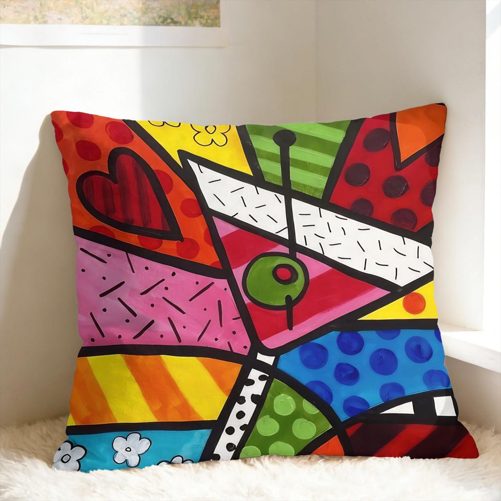 BBrittoES Happy Art Pillow Case Soft Pillow Cover Funny Cushion Cover For Office Car Home Decor
