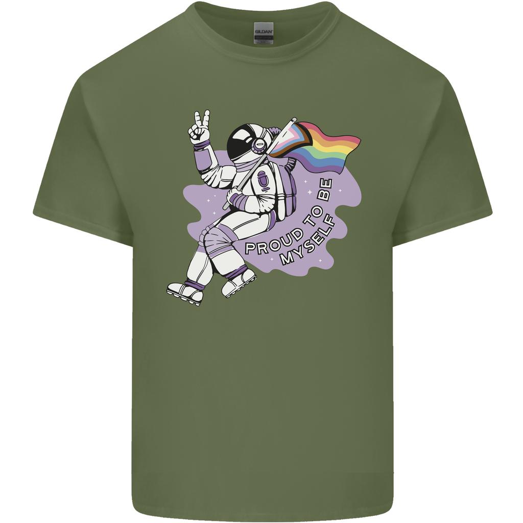 LGBT Astronaut Proud to Be Myself Unisexs Light Cotton TShirt