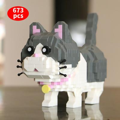 Мини-строительные блоки с изображением синего кота, модель кирпича, Moc, игрушки, подарок для детей, подарок на день рождения для девочек, мальчиков и девочек