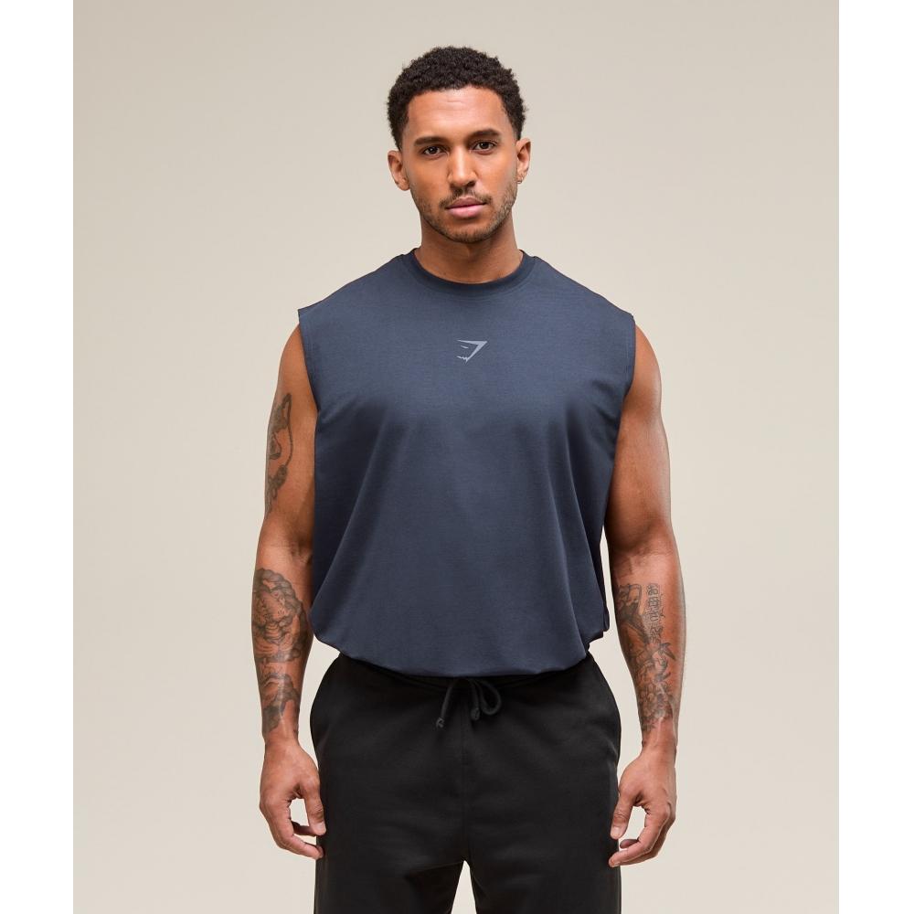 Gymshark Отключение питания Танк Тяжелый Синий A2c9m Uctn