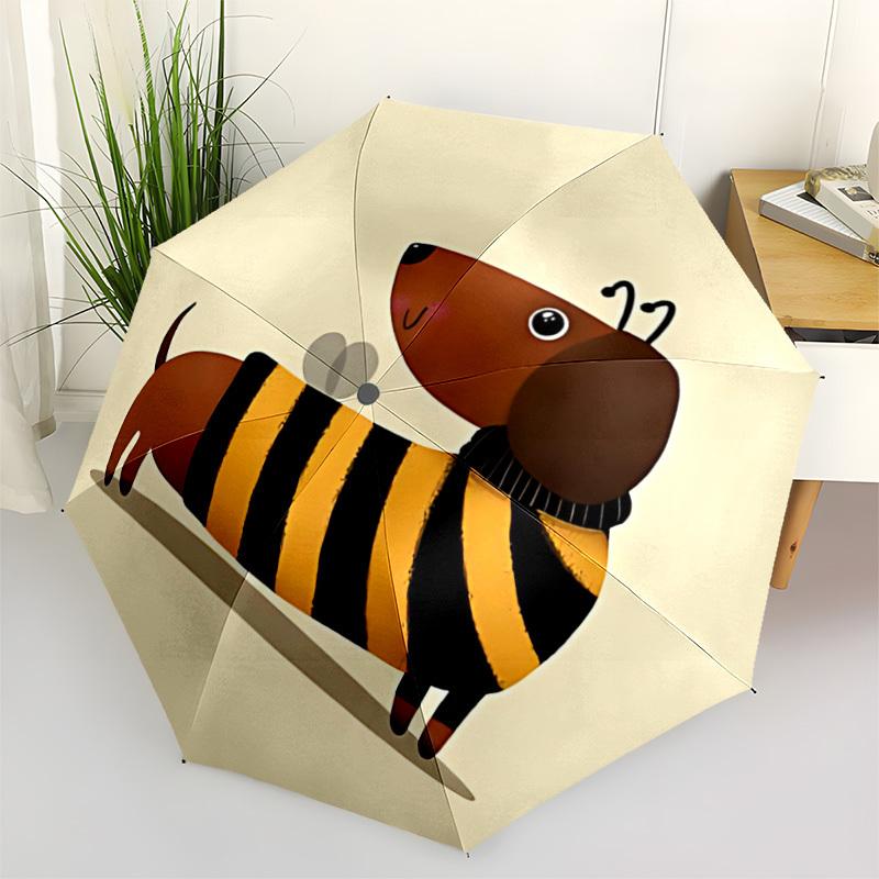1pc Bee Dog Auto Open/Close Umbrella Sturdy Iron Frame, Compact Travel UmbrellaIntricate Design Umbrella 0829058