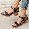Fashion Ankle Strap Chunky Heel Sandals for Women Summer 2025 Lightweight Casual Beach Shoes Woman Plus Size Fashion High Heels Sandals