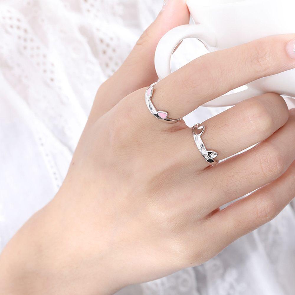 Подарок на день рождения, индивидуальные парные кольца, женские ювелирные изделия, аксессуары из цинкового сплава, корейский стиль, украшения в виде кошачьих сережек