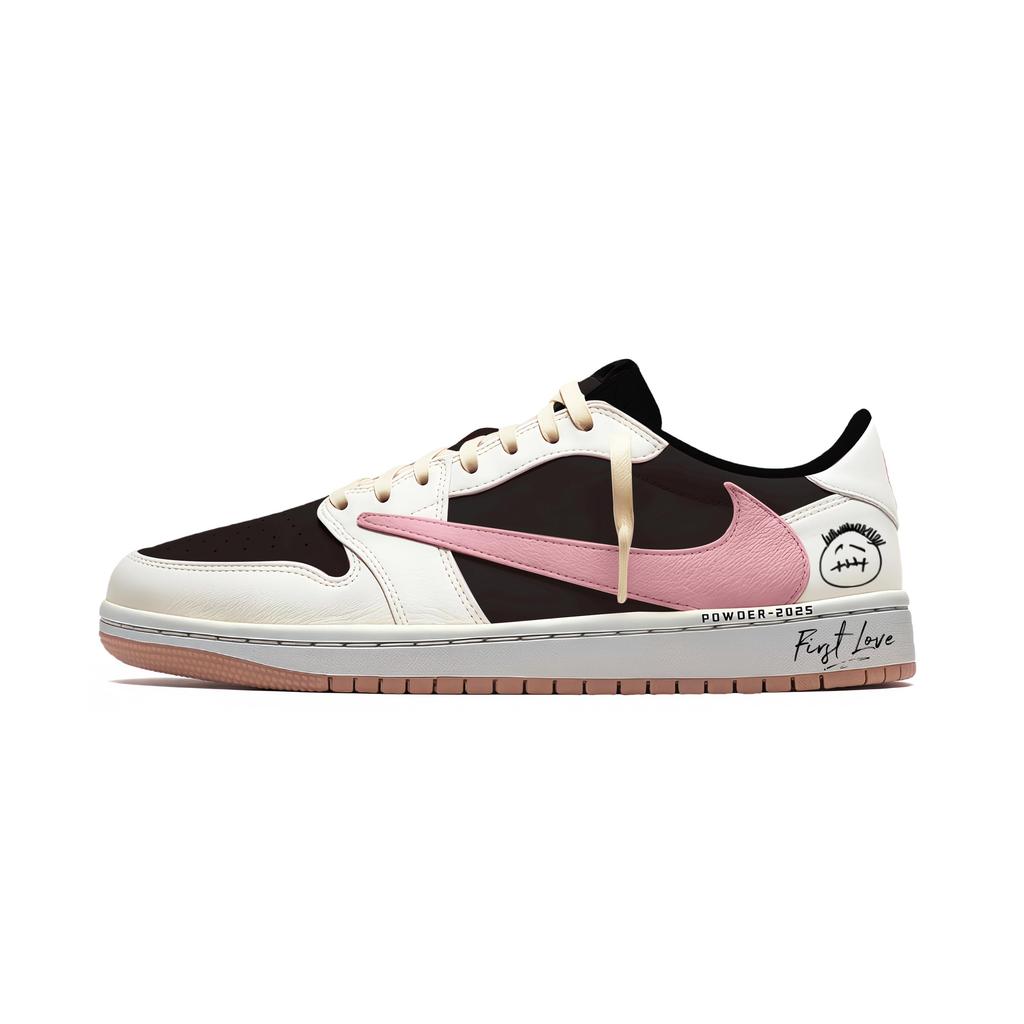 Travis Scott X Jordan Air Jordan 1 Винтажные Баскетбольные Кроссовки Унисекс Низкие Розовые DZ4137-700(Команда1698- )