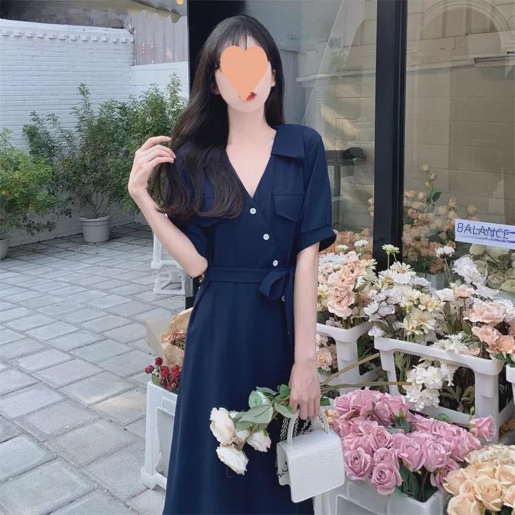 Элегантное платье-рубашка из двух частей с V-образным вырезом - летняя длинная юбка с французским литературным принтом