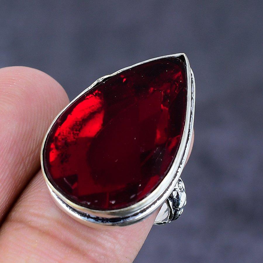 Garnet Gemstone 925 Sterling Silver Jewelry Ring Size 7.5