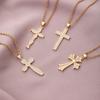 Simple Cross Pendant Necklace Tide Ins Wind Men and Women Copper -plated Real Gold Inlaid Vermiculite Trendy Jewelry
