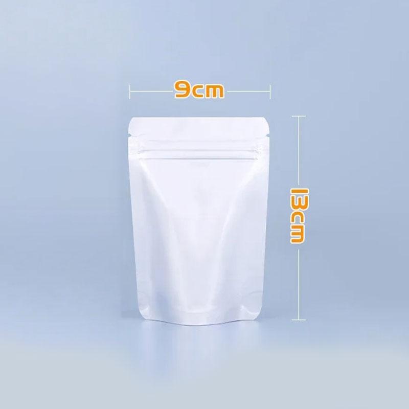 50 шт. Серебристый цвет, многоразовая сумка из алюминиевой фольги, матовая стоячая сумка для упаковки пищевых продуктов, самозакрывающиеся пластиковые пакеты на молнии с широким дном