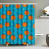 Halloween-Themed Shower Curtain With Blue Background And Pumpkin Pattern Suitable For Bathroom Decor Washable Waterproof Fabric
