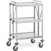 Foldable catering waiter trolley, stainless steel, 3 shelves, up to 90 kg