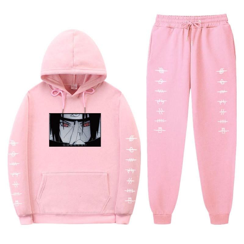 Unisex Naruto Uchiha Itachi Hooded Sweatshirt Set Warm Fleece Lined Casual Long Sleeve Tracksuit Teens