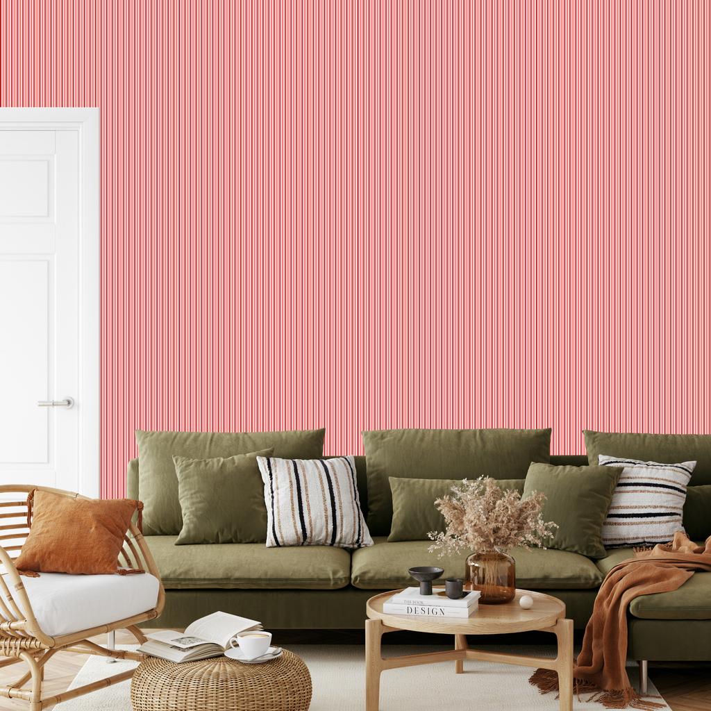 Coral Stripes Wallpaper for Living Room and Bedroom 50x1000