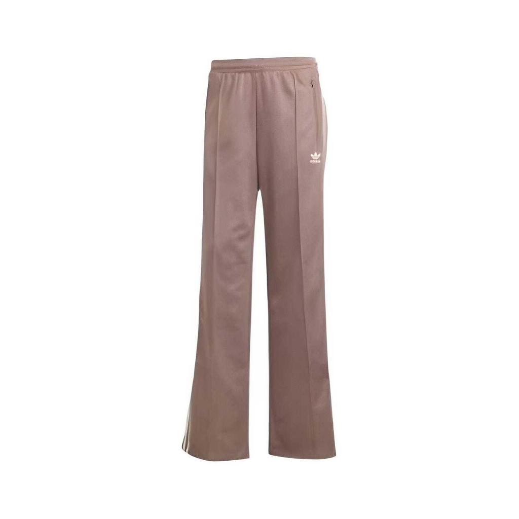 Adidas Оригинальные SS25 удобные мягкие дышащие полосатые повседневные брюки женские низы Shadow-Brown Wonder-White JZ5535