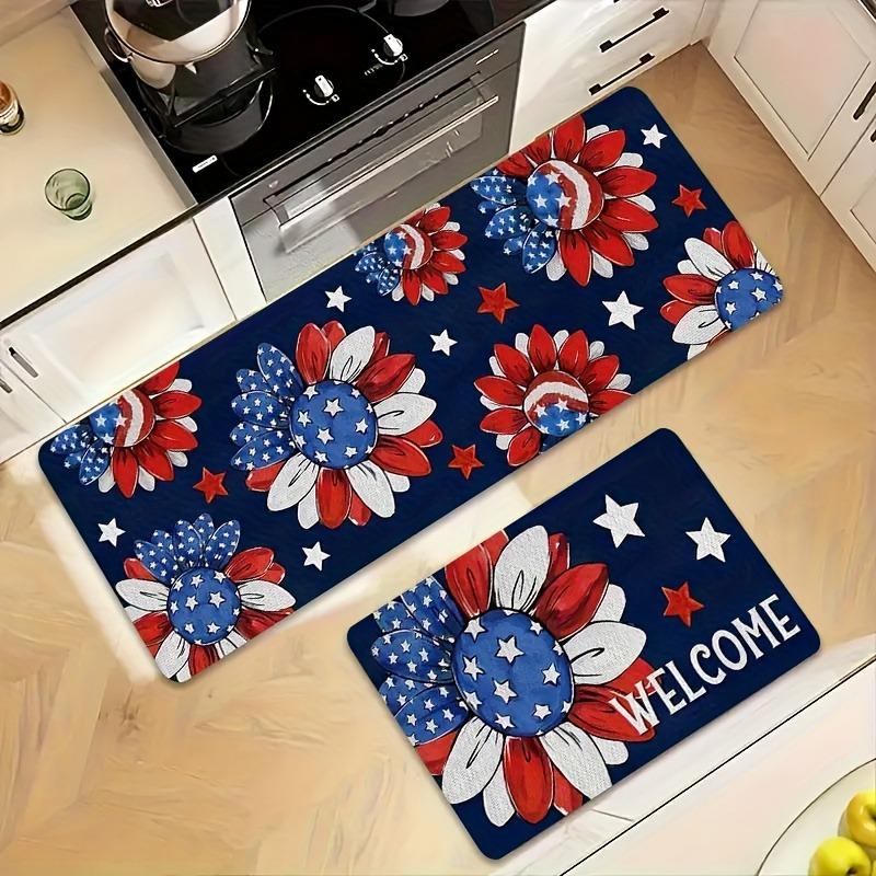 1PC Patriotic Americana Kitchen Rug Non-Slip Door Mat Pop design Bathroom Rug Bath Mat Carpet for Home Sink Laundry Decor