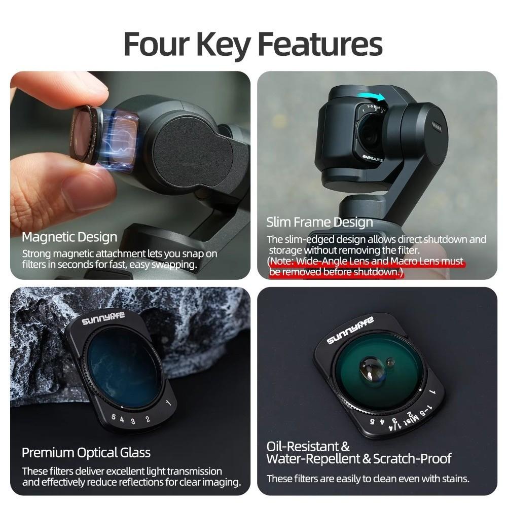 1/4 Black Mist Lens Filter Kit ND2-32 Macro Lens for DJI Osmo Pocket 4 3 Camera Accessories