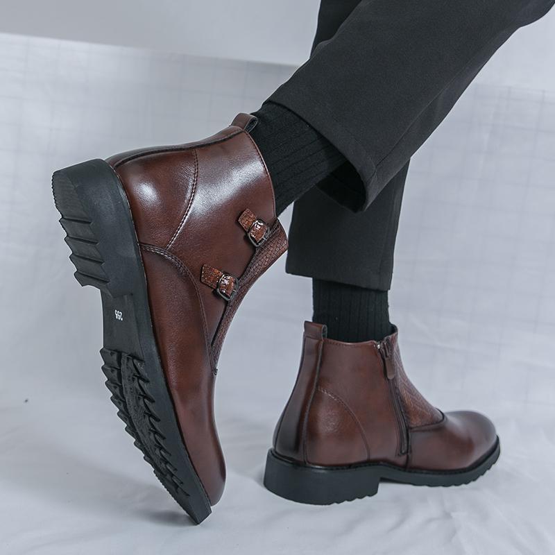 Мужские высокие ботинки Платье Формальные Ретро Коричневые Ботильоны Черные Туфли для Смокинга Свадебные Большой Размер