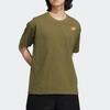 Adidas Originals Trefoil Logo Print Solid Color Crew Neck Short Sleeve T-Shirt Unisex Tops Dark-Olive-Green HS1915