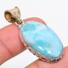 Natural Republic Larimar Gemstone 925 Solid Sterling Silver Pendant 1.75" H0y66