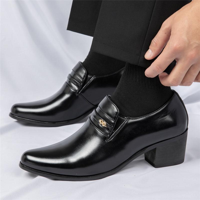 Модная Новая Дизайнерская Обувь с Заостренным Носком, на Толстой Подошве, Повышающая Рост, Кубинская Обувь для Мужчин, Формальная, Свадебная, для Выпускного Вечера, Sapato Social Masculino