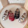 Girls Ballet Flats With Bow Detail 2026 Soft Sole PU Leather Low-Cut Shoes Kids Ages 4-12