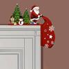 Wooden Christmas Door Topper Cute Santa Claus Door Corner Frame Sign for Holiday Home Wall Cabinet Shelf Decor