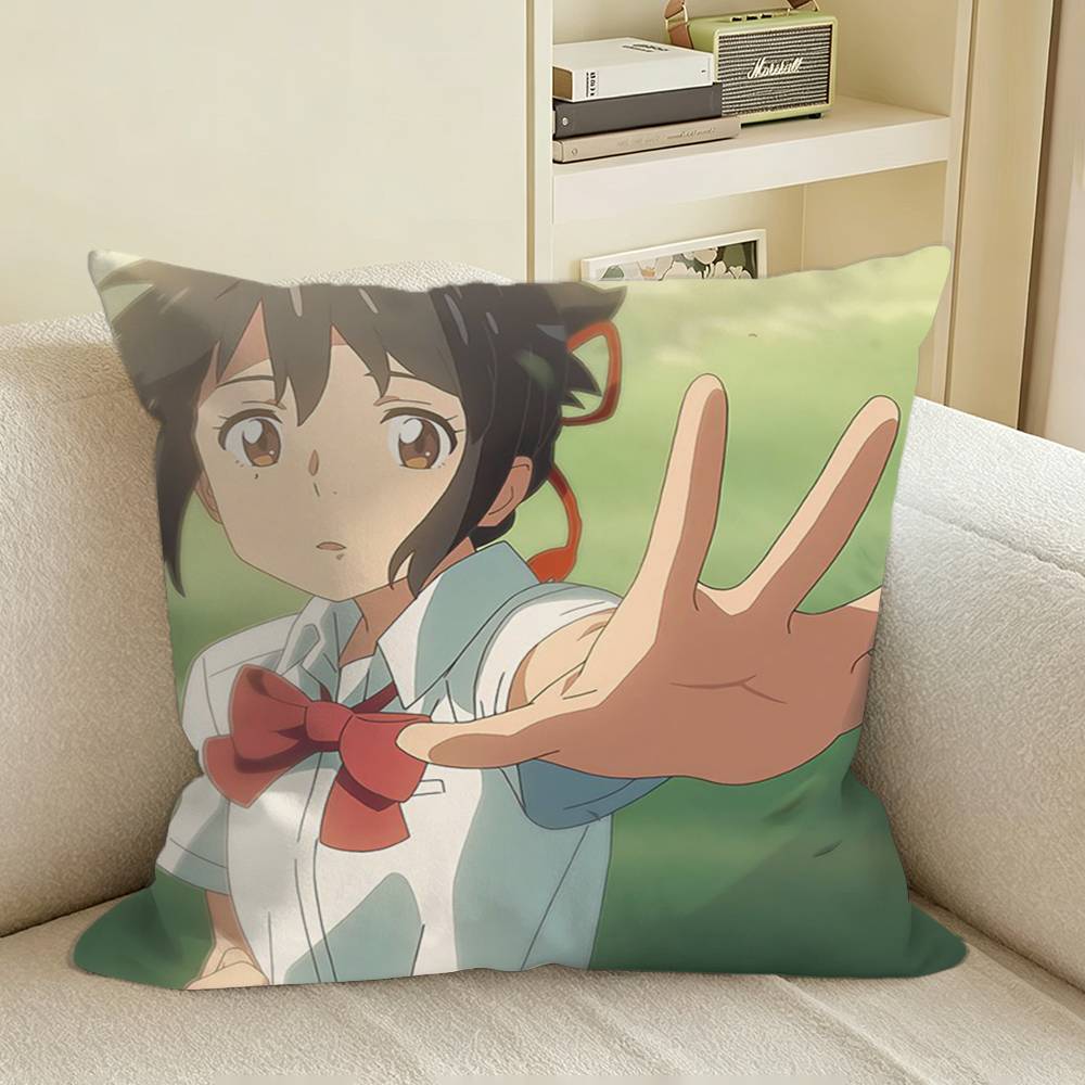 Your Name Anime Kimi no Nawa Square Sofa Pillow Cover Solid Color Living Room Home Decor Cushion Case